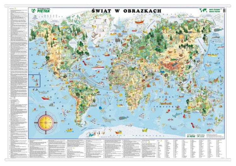 Świat w obrazkach. Mapa ścienna dla dzieci. Wydawnictwo Piętka