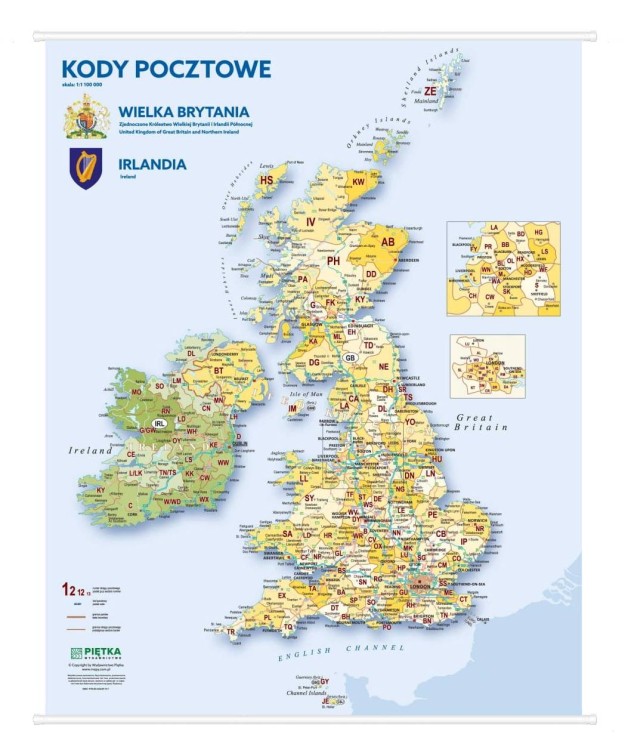 Wielka Brytania i Irlandia 1:1 000 000. Mapa ścienna kodowo-drogowa