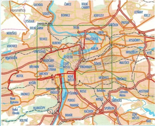 Praga 1:10 000. Mapa / Plan miasta wydawnictwa Galileos. Zasięg