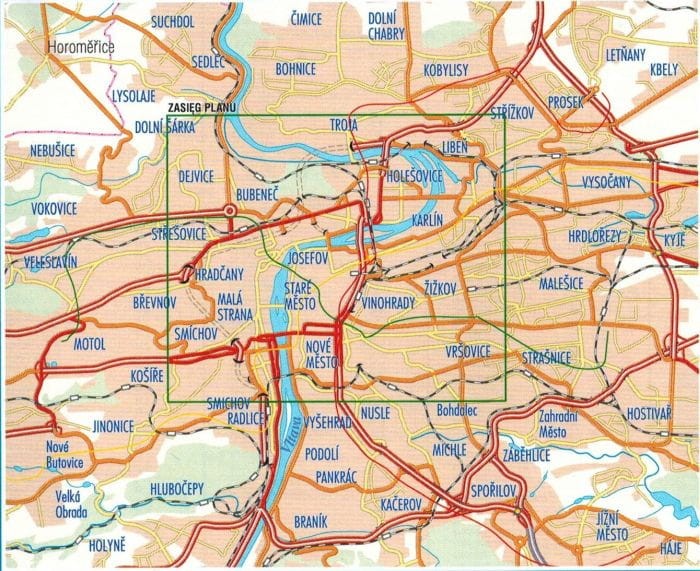 Praga 1:10 000. Mapa / Plan miasta wydawnictwa Galileos. Zasięg