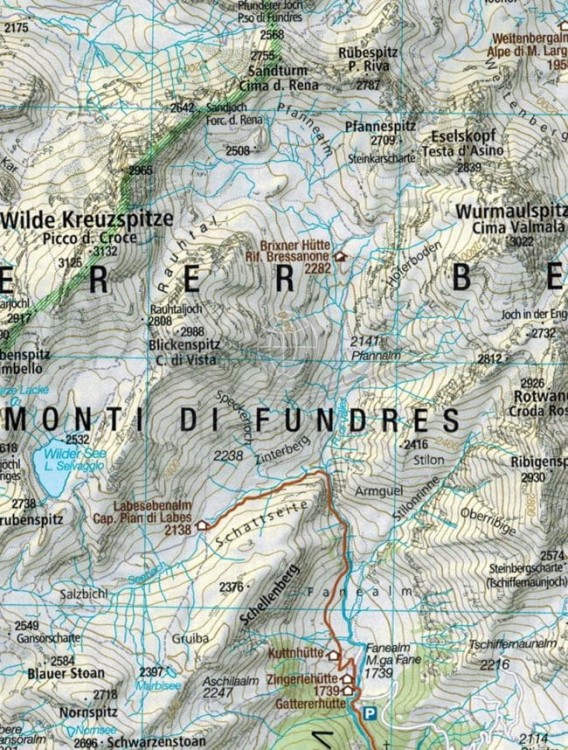 Południowy Tyrol. Górna Adyga. Zestaw czterech map rowerowych 3420 wydawnictwa Kompass. Mapa 1 - fragment