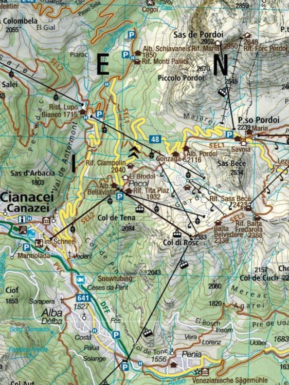 Południowy Tyrol. Górna Adyga. Zestaw czterech map rowerowych 3420 wydawnictwa Kompass. Mapa 2 - fragment