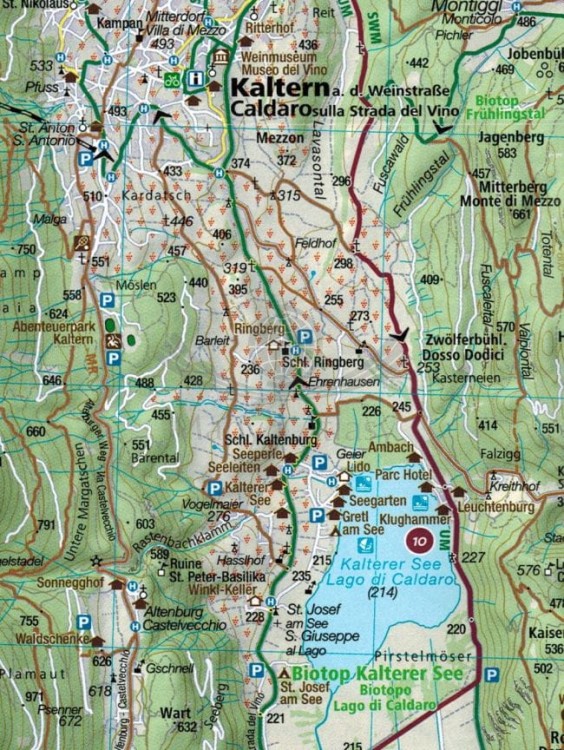Południowy Tyrol. Górna Adyga. Zestaw czterech map rowerowych 3420 wydawnictwa Kompass. Mapa 4 - fragment
