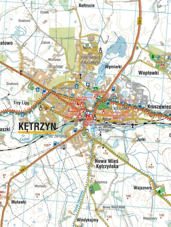 Mazury. Pojezierze Mrągowskie, Mazurski PK. Mapa turystyczna wydawnictwa Compass. Fragment 4