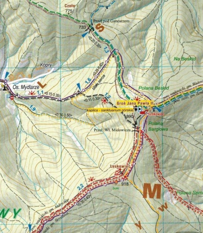 Beskid Mały 1:25 000. Wodoodporna mapa turystyczna wydawnictwa Galileos. Fragment 1 - Leskowiec