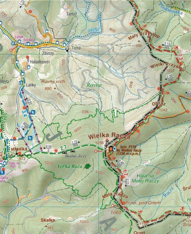 Beskid Śląski i pasmo Wielkiej Raczy 1:50 000. Laminowana mapa turystyczna wydawnictwa Compass. Fragment 1