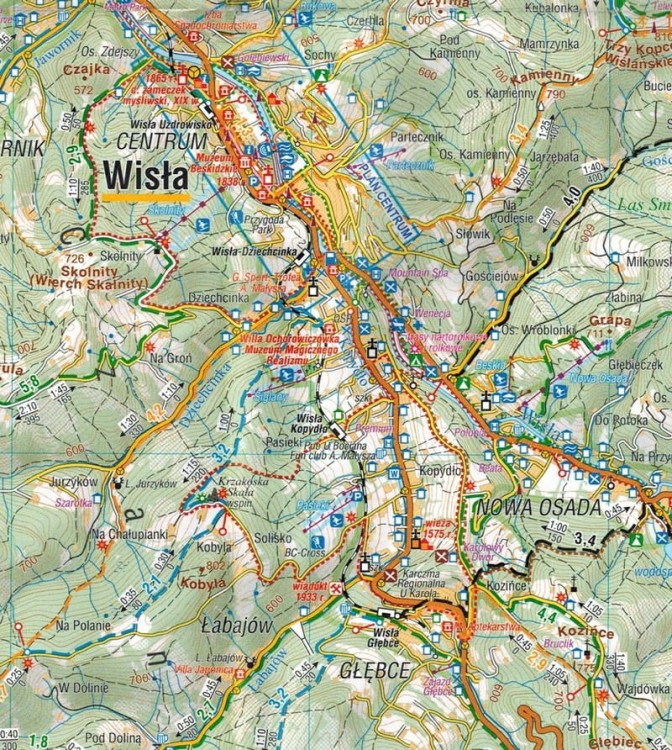 Beskid Śląski i pasmo Wielkiej Raczy 1:50 000. Laminowana mapa turystyczna wydawnictwa Compass. Fragment 2