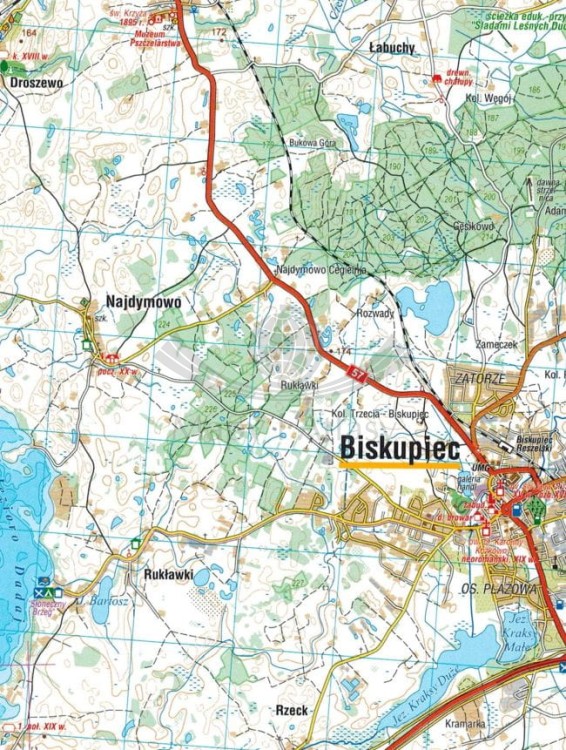 Mazury. Pojezierze Mrągowskie, Mazurski PK. Laminowana mapa turystyczna wydawnictwa Compass. Fragment 2