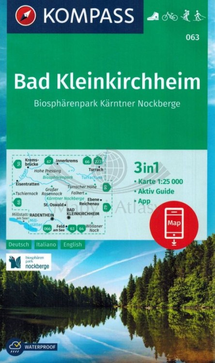 Bad Kleinkirchheim. Wodoodporna mapa turystyczna 063 wydawnictwa Kompass. Okładka