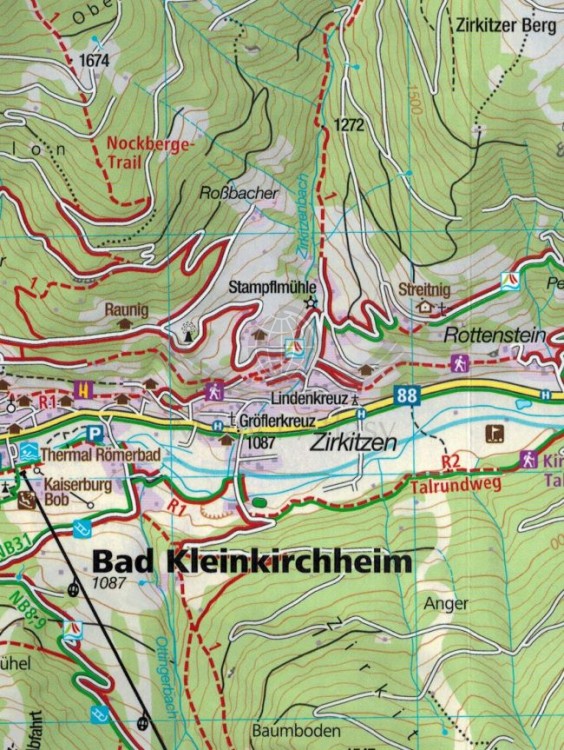 Bad Kleinkirchheim. Wodoodporna mapa turystyczna 063 wydawnictwa Kompass. Fragment 3