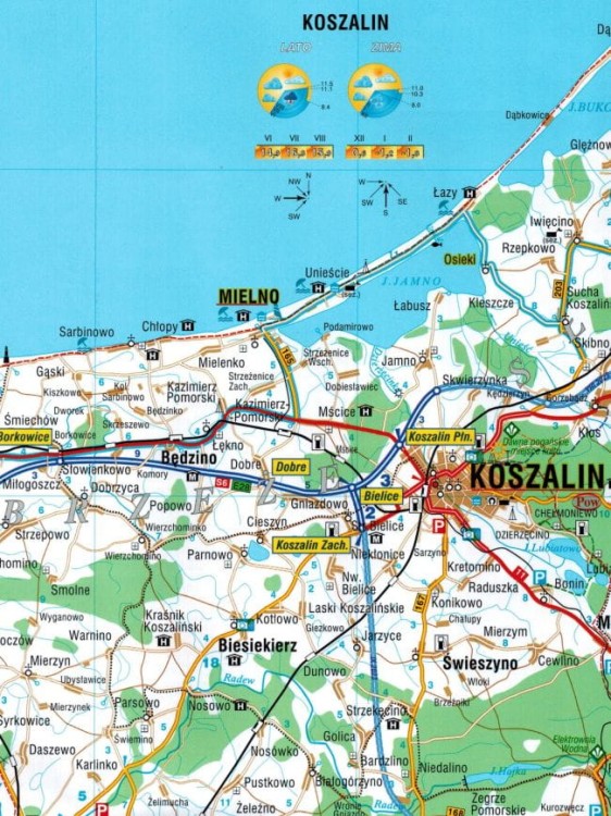Pobrzeże Bałtyku 1:200 000. Laminowana mapa turystyczna wydawnictwa Demart. Fragment 1