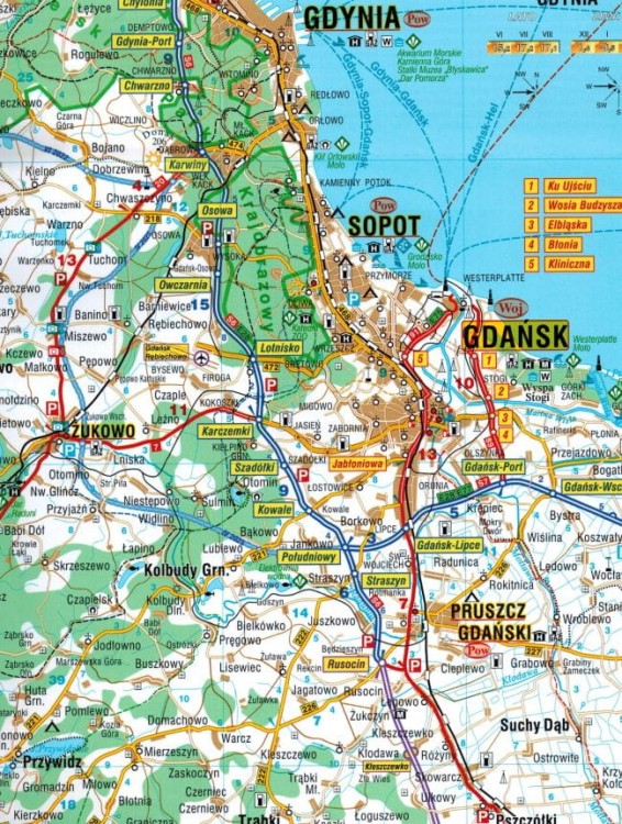 Pobrzeże Bałtyku 1:200 000. Laminowana mapa turystyczna wydawnictwa Demart. Fragment 2