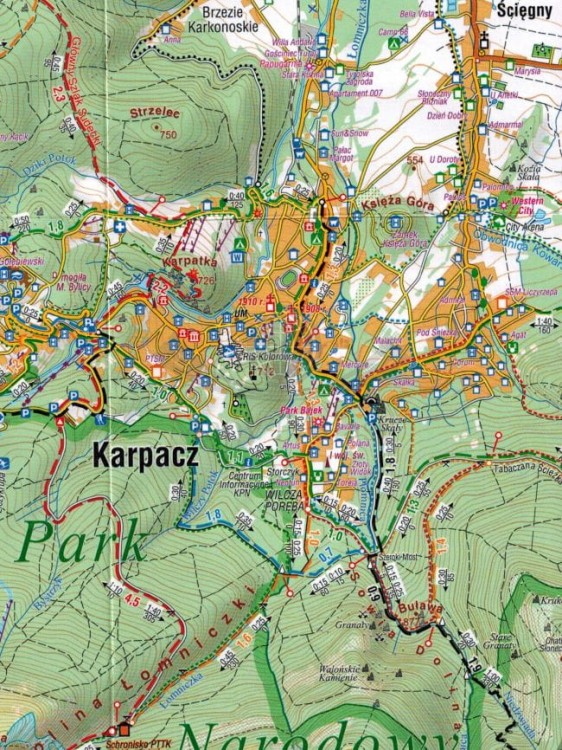 Karkonoski Park Narodowy 1:35 000. Laminowana mapa kieszonkowa wydawnictwa Compass. Fragment 2