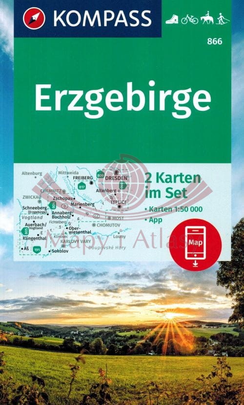 Rudawy / Erzgebirge 1:50 000. Zestaw dwóch map turystycznych 866. Kompass