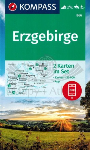 Rudawy / Erzgebirge 1:50 00. Zestaw dwóch map turystycznych 866 wydawnictwa ompass. Okładka zestawu