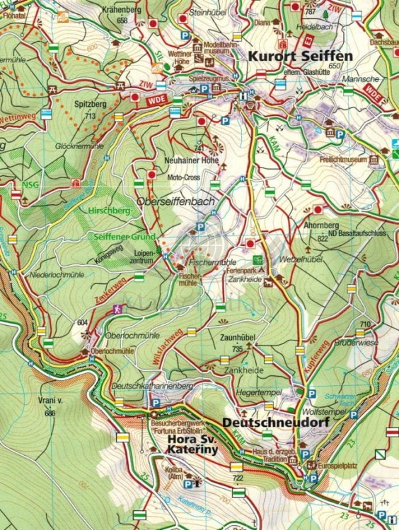 Rudawy / Erzgebirge 1:50 00. Zestaw dwóch map turystycznych 866 wydawnictwa ompass. Mapa 2 - fragment 2