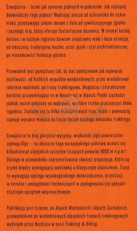 Szwajcaria. 36 tras trekkingowych. Przewodnik trekking & hiking wydawnictwa Bezdroża. Opis