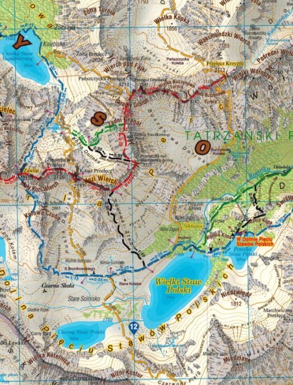 Tatrzański Park Narodowy 1:27 500. Tatry po polsku. Laminowana mapa turystyczna wydawnictwa Galileos. Fragment 1