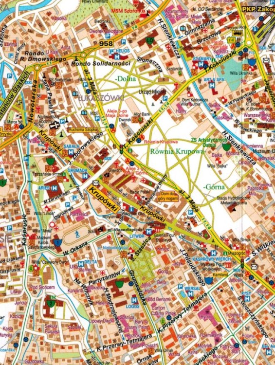 Tatrzański Park Narodowy 1:27 500. Tatry po polsku. Laminowana mapa turystyczna wydawnictwa Galileos. Plan miasta - fragment