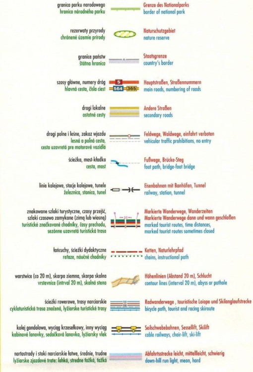 Tatrzański Park Narodowy 1:27 500. Tatry po polsku. Laminowana mapa turystyczna wydawnictwa Galileos. Legenda 1