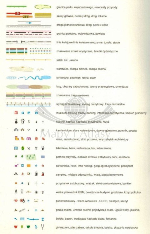 Szklarska Poręba i okolice. Ilustrowany przewodnik z mapami wydawnictwa Galileos. Legenda