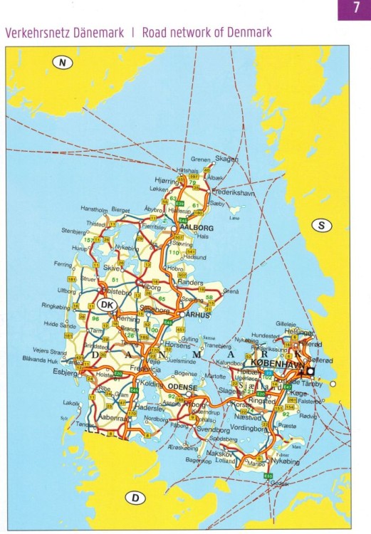 Skandynawia. Atlas samochodowo-turystyczny wydawnictwa Freytag & Berndt. Sieć komunikacyjna Danii