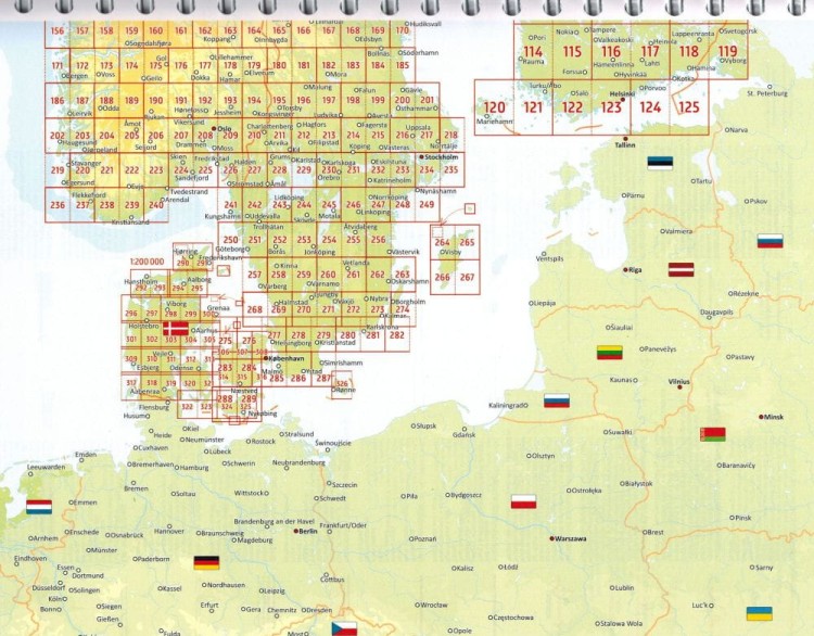 Skandynawia. Atlas samochodowo-turystyczny wydawnictwa Freytag & Berndt. Skorowidz arkuszy 2