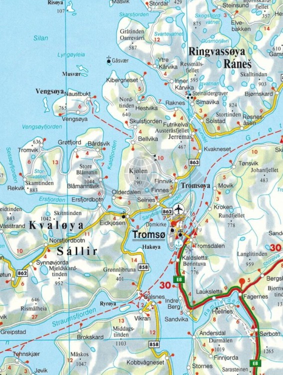 Skandynawia. Atlas samochodowo-turystyczny wydawnictwa Freytag & Berndt. Przykładowy arkusz 1 - fragment