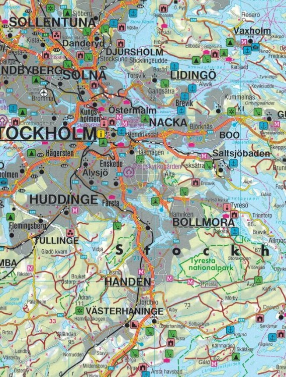 Skandynawia. Atlas samochodowo-turystyczny wydawnictwa Freytag & Berndt. Przykładowy arkusz 2 - fragment