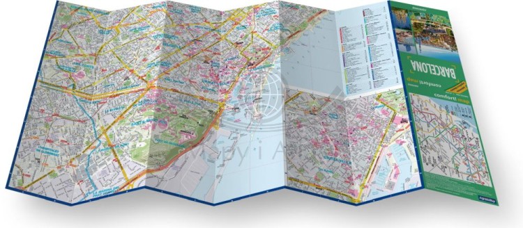 Barcelona. Przewodnik light + laminowana mapa wydawnictwa ExpressMap. Rozłożona mapa