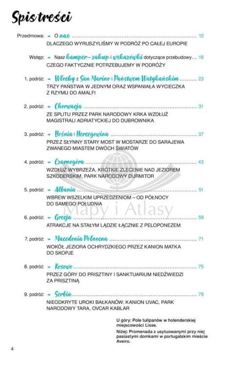 Kamperem po Europie. Książka wydawnictwa Almapress. Spis treści 1