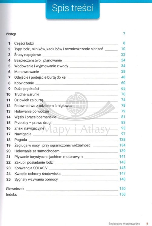 Żeglarstwo motorowodne. Podręcznik RYA wydawnictwa Almapress. Spis treści