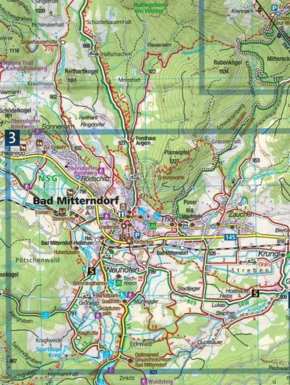 Ausseerland, Ennstal, Tauplitz. Wodoodporna mapa turystyczna 68 wydawnictwa Kompass. Fragment 1