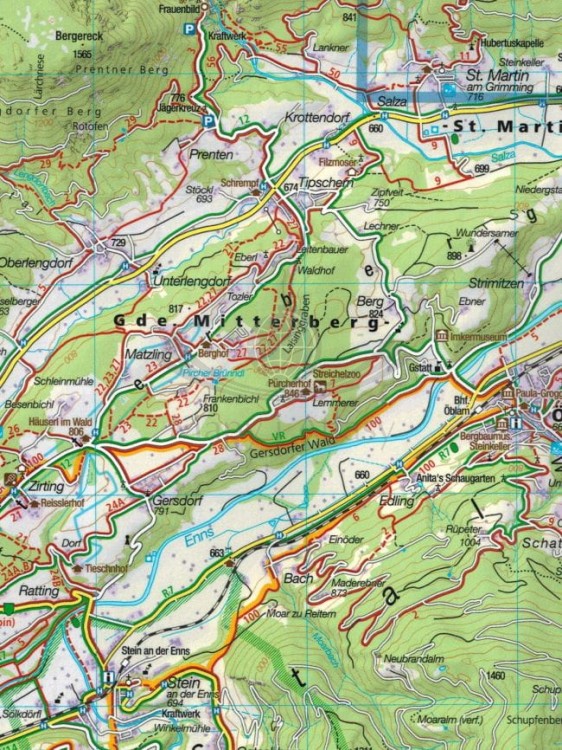 Ausseerland, Ennstal, Tauplitz. Wodoodporna mapa turystyczna 68 wydawnictwa Kompass. Fragment 2