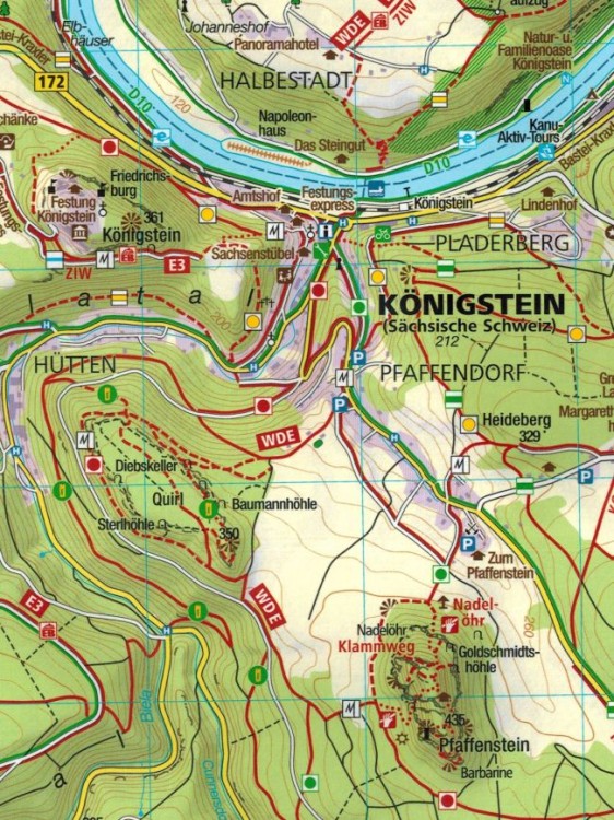 Góry Połabskie / Elbsandsteingebirge. Wodoodporna mapa turystyczna 761 wydawnictwa Kompass. Fragment 1