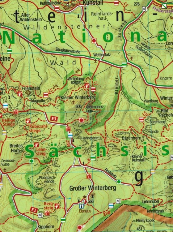 Góry Połabskie / Elbsandsteingebirge. Wodoodporna mapa turystyczna 761 wydawnictwa Kompass. Fragment 3
