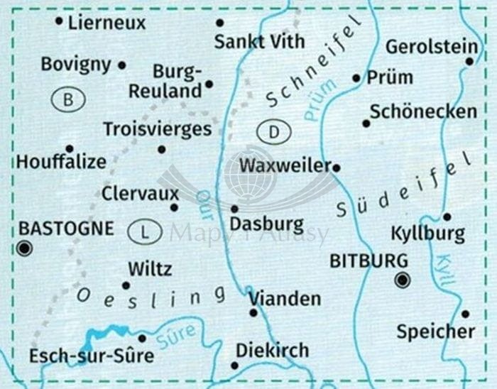 Luxemburg / Luksemburg. Zestaw dwóch map turystycznych 2202 wydawnictwa Kompass. Mapa 1 - zasięg