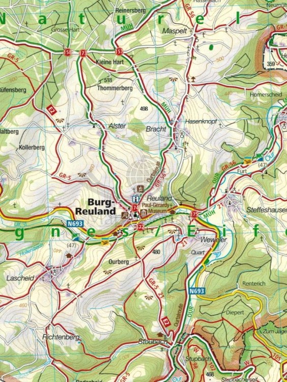 Luxemburg / Luksemburg. Zestaw dwóch map turystycznych 2202 wydawnictwa Kompass. Mapa 1 - fragment 2