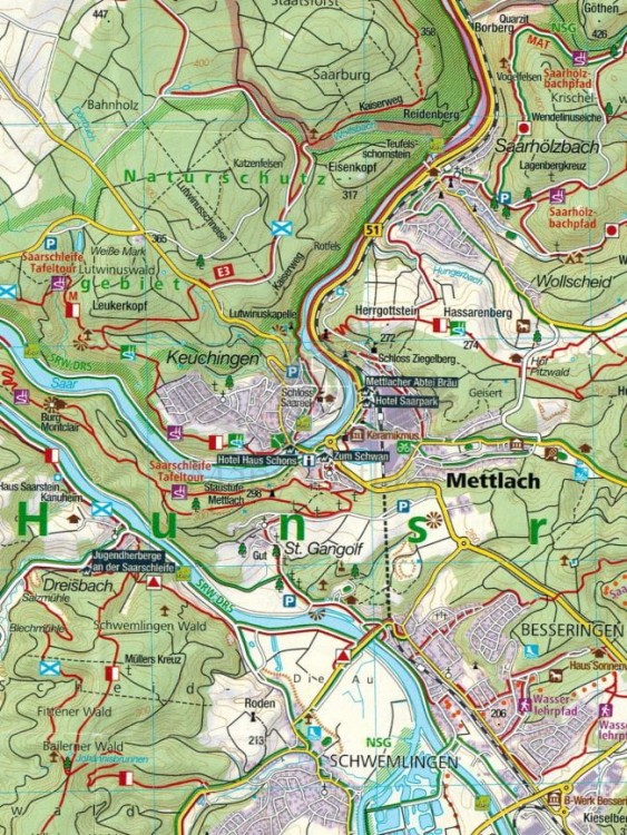 Luxemburg / Luksemburg. Zestaw dwóch map turystycznych 2202 wydawnictwa Kompass. Mapa 2 - fragment 2