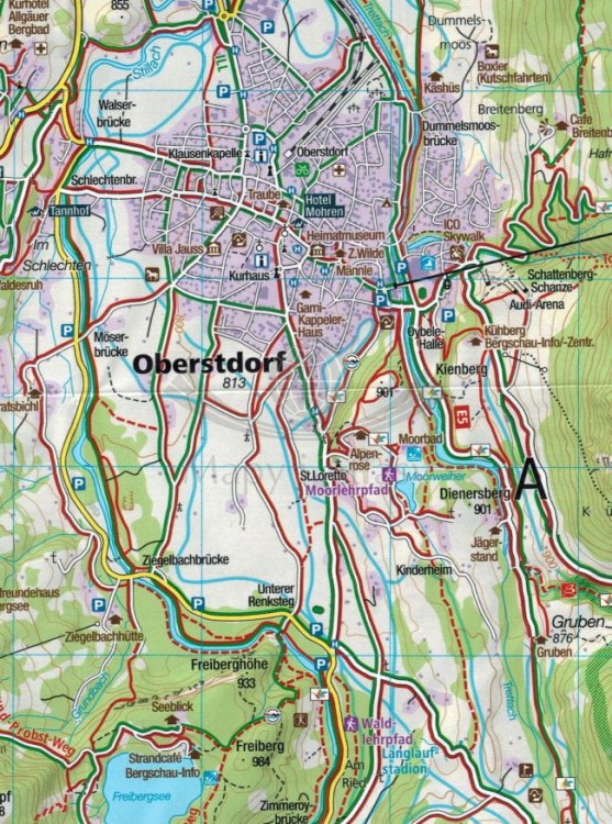Oberstdorf, Kleinwalsertal. Wodoodporna mapa turystyczna 03 wydawnictwa Kompass. Fragment 1