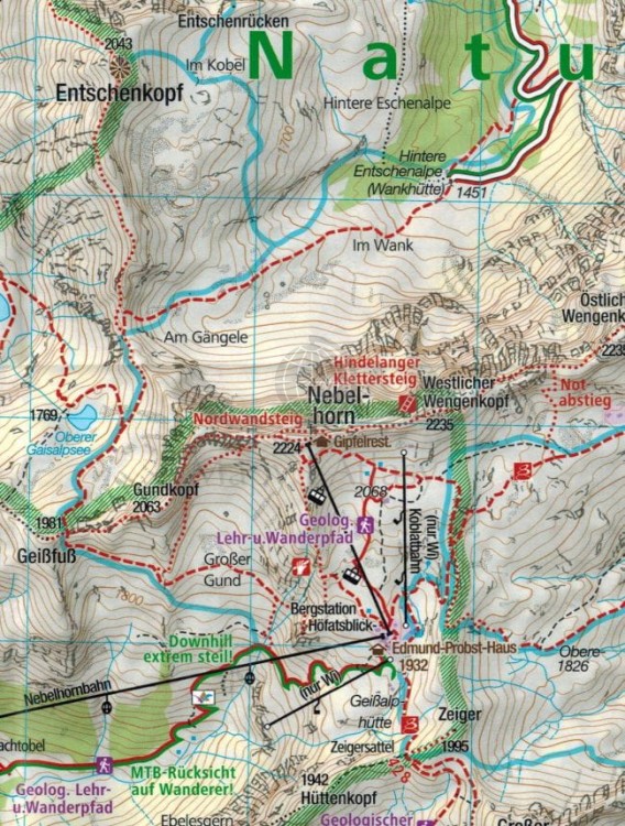 Oberstdorf, Kleinwalsertal. Wodoodporna mapa turystyczna 03 wydawnictwa Kompass. Fragment 2