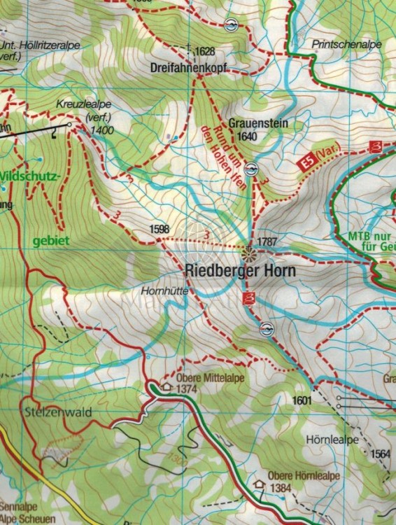 Oberstdorf, Kleinwalsertal. Wodoodporna mapa turystyczna 03 wydawnictwa Kompass. Fragment 3