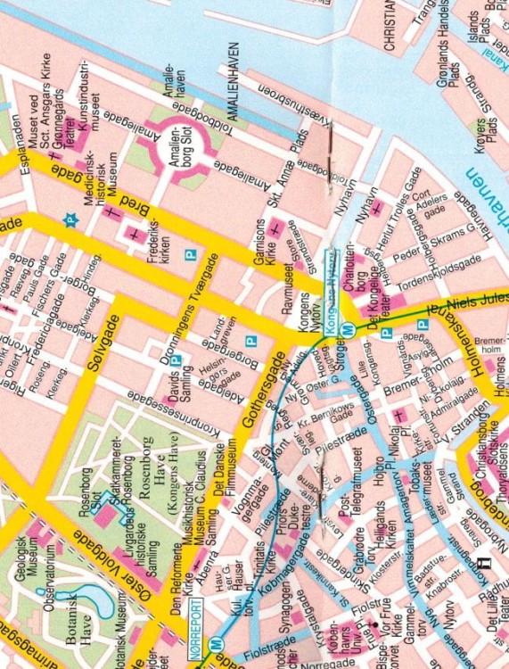 Dania, Grenlandia, Wyspy Owcze. Mapa samochodowo-turystyczna wydawnictwa Freytag & Berndt. Plan miasta - fragment - Kopenhaga