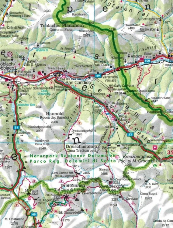 Tyrol, Vorarlberg. Mapa samochodowo-turystyczna wydawnictwa Freytag & Berndt. Fragment 3