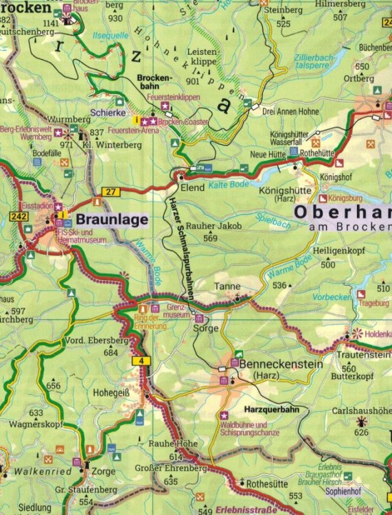 Harz 1:140 000. Wodoodporna mapa turystyczna EF 0006 wydawnictwa Freytag & Berndt. Fragment 1