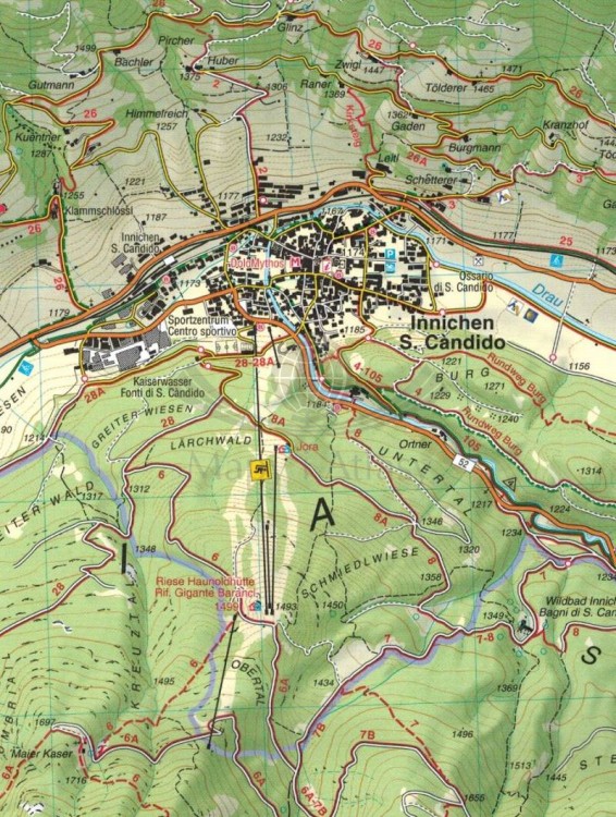 Sextener Dolomiten / Dolomiti di Sesto. Mapa turystyczna 010 wydawnictwa Tabacco. Fragment 1