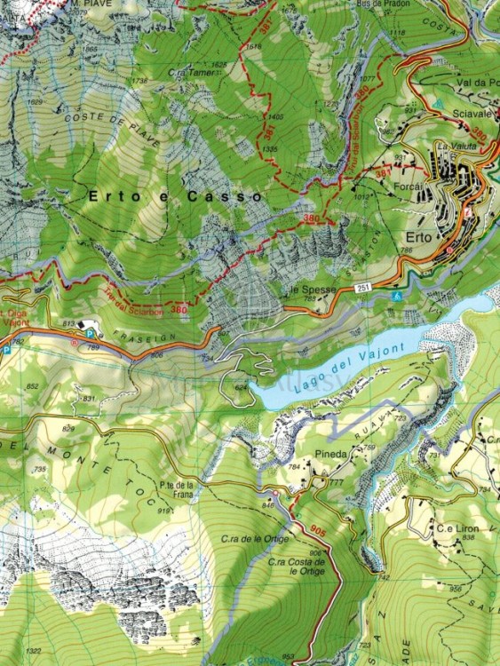 Dolomiti Friulane e d'Oltre Piave 1: 25 000. Wodoodporna mapa turystyczna 021 wydawnictwa Tabacco. Fragment 3