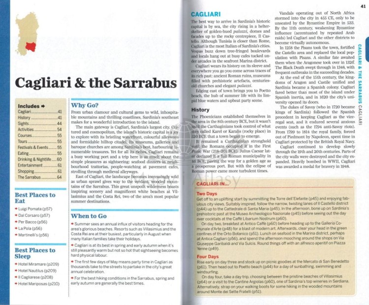 Sardynia / Sardinia. Przewodnik wydawnictwa Lonely Planet. Przykładowe strony