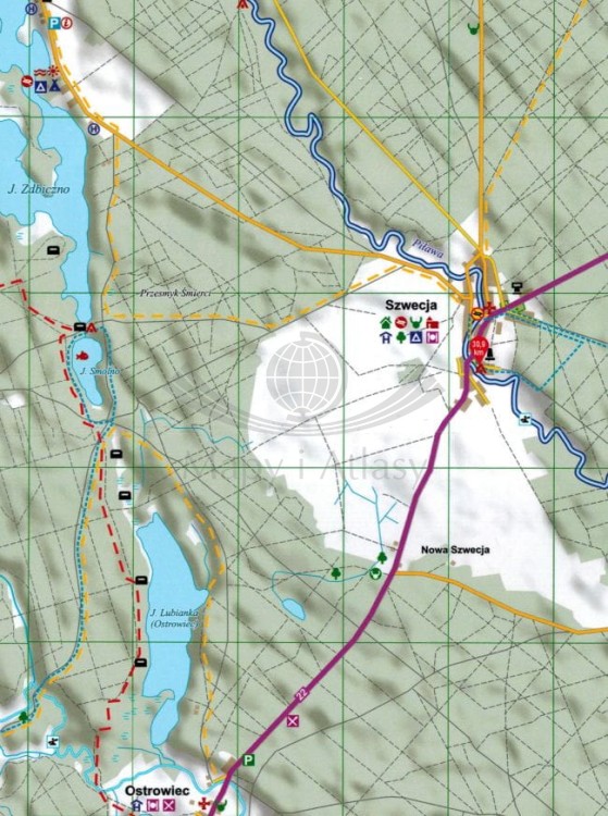 Piława 1:50 000. Laminowana mapa kajakowa wydawnictwa EKO-MAP. Fragment 2