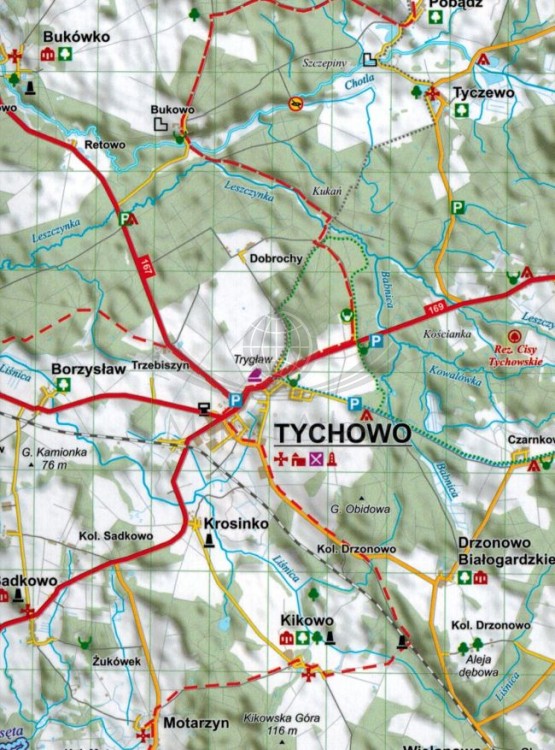 Parsęta 1:100 000. Laminowana mapa kajakowa wydawnictwa EKO-MAP. Fragment 1
